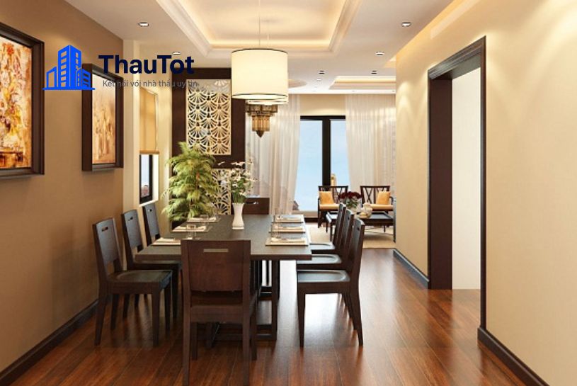 thiết kế nội thất chung cư gỗ óc chó