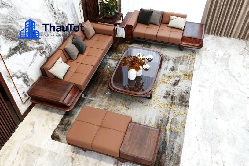 thiết kế nội thất chung cư gỗ óc chó