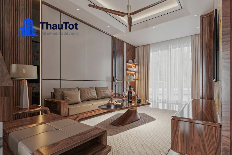 thiết kế nội thất chung cư gỗ óc chó