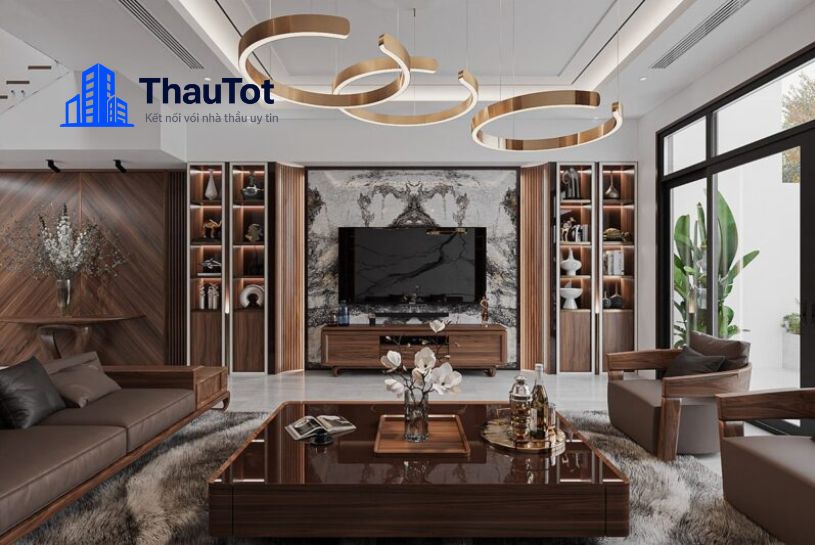 thiết kế nội thất chung cư gỗ óc chó