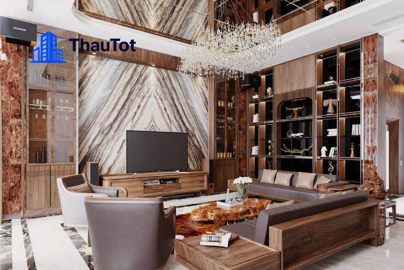 thiết kế nội thất chung cư gỗ óc chó