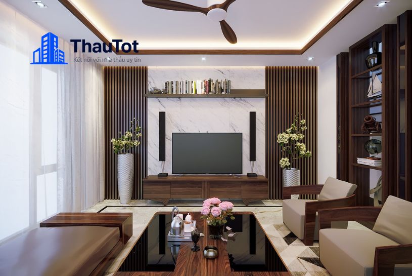thiết kế nội thất chung cư gỗ óc chó