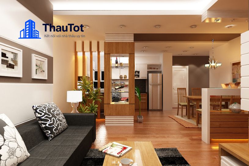 thiết kế nội thất chung cư gỗ tự nhiên