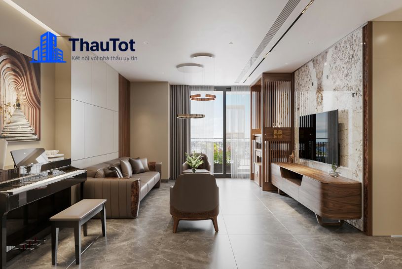 thiết kế nội thất chung cư gỗ tự nhiên
