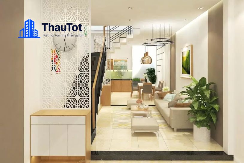 thiết kế nội thất phòng khách nhà ống