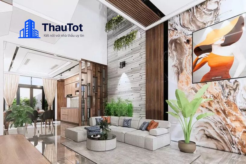 thiết kế nội thất phòng khách nhà ống
