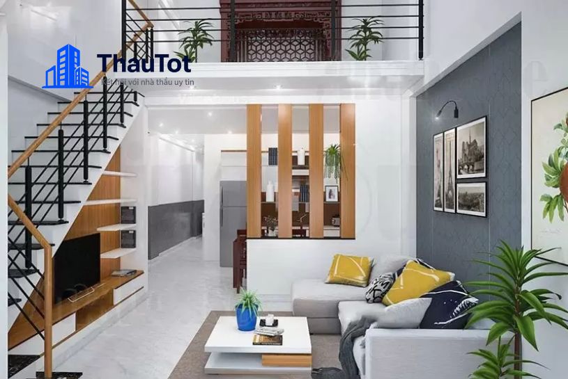 thiết kế nội thất phòng khách nhà ống