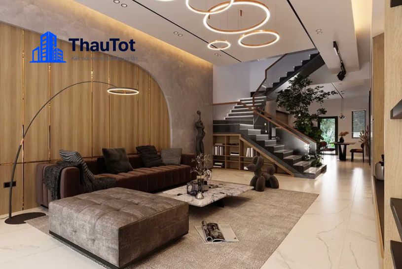 thiết kế nội thất phòng khách nhà ống