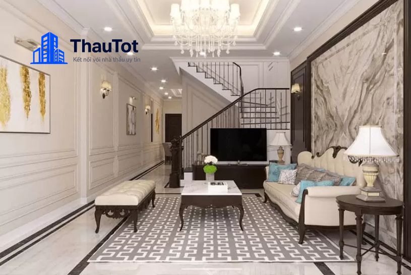 thiết kế nội thất phòng khách nhà ống