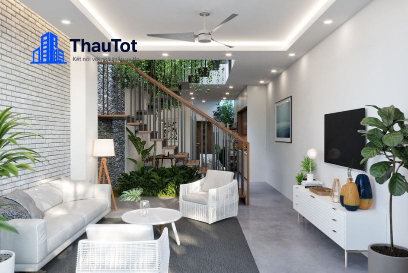 thiết kế nội thất phòng khách nhà ống