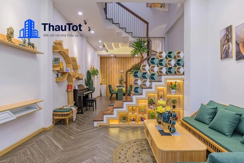 thiết kế nội thất phòng khách nhà ống