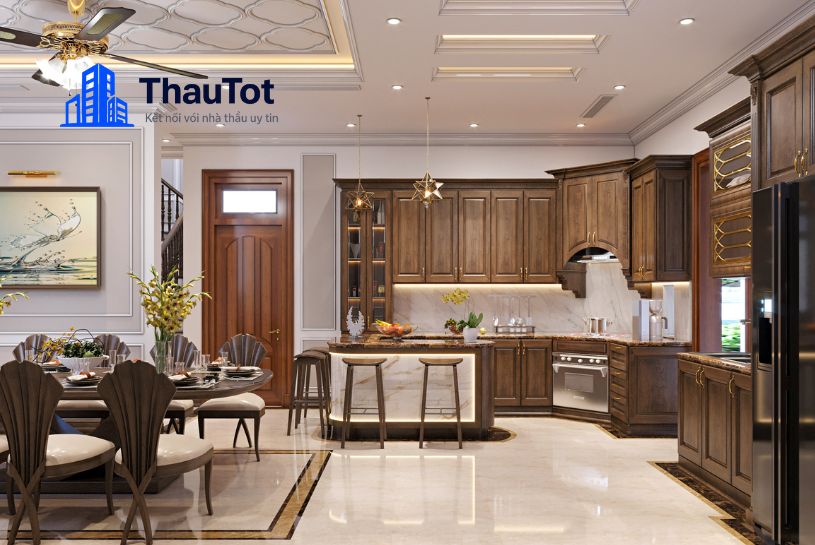 thiết kế nội thất nhà bếp biệt thự