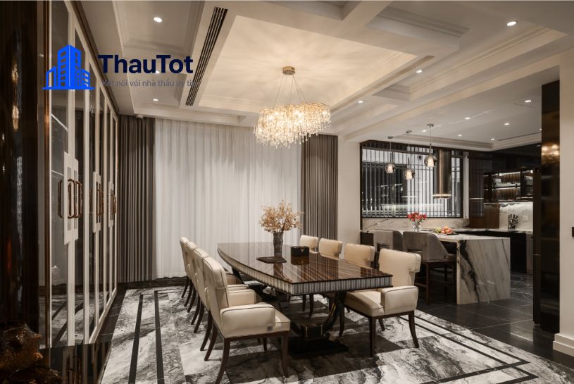 thiết kế nội thất nhà bếp biệt thự