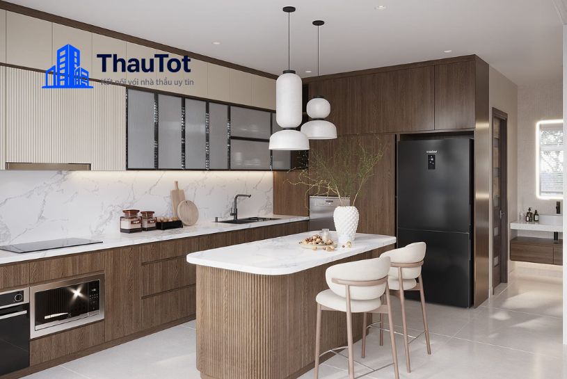 thiết kế nội thất nhà bếp biệt thự