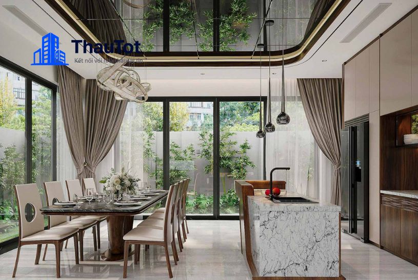 thiết kế nội thất nhà bếp biệt thự