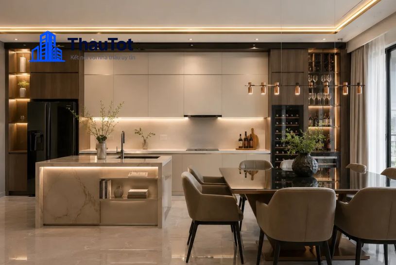 thiết kế nội thất nhà bếp biệt thự