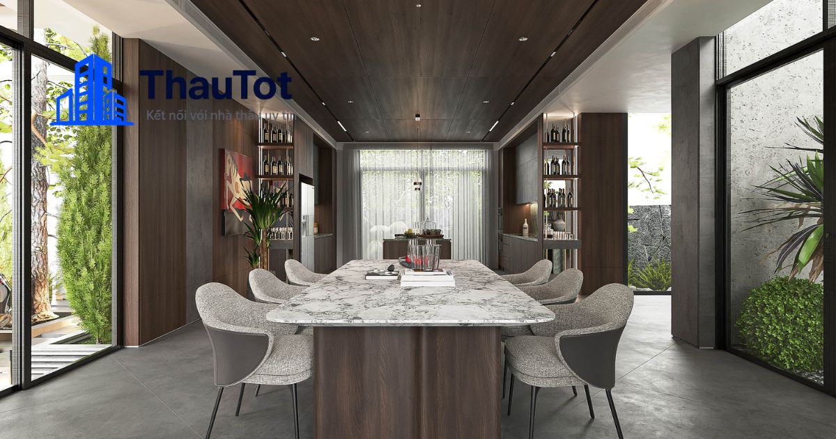 thiết kế nội thất phòng bếp biệt thự