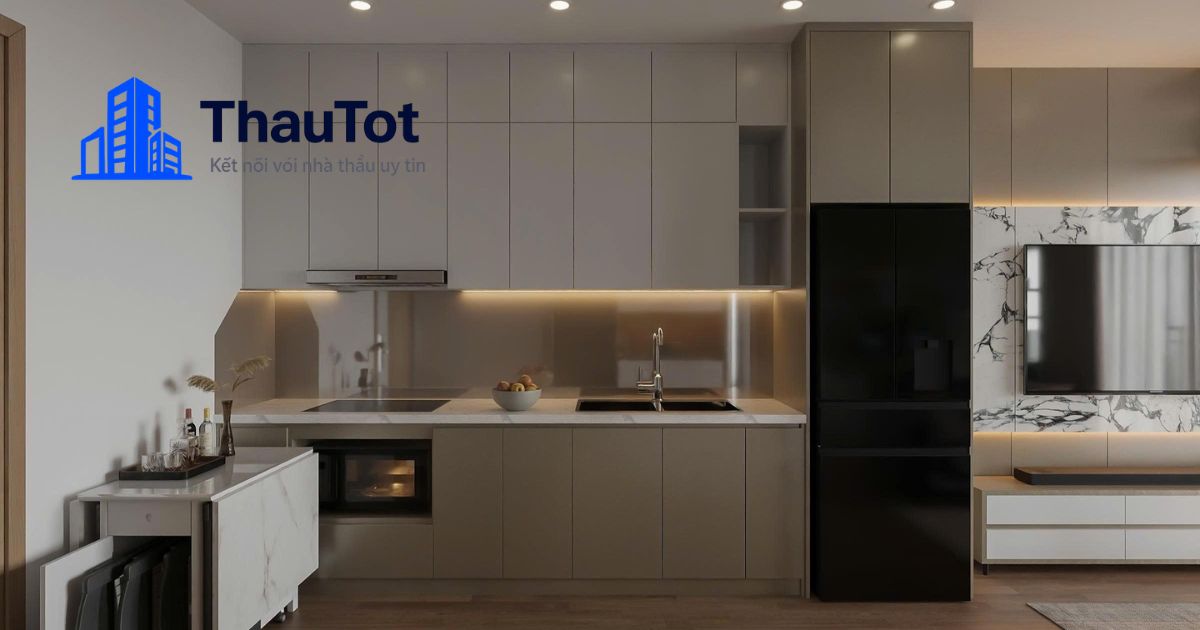 thiết kế nội thất nhà bếp chung cư